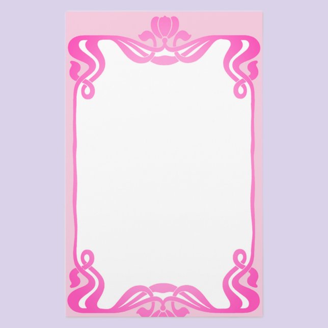 Papeterie à bordure Art nouveau rose (Créateur téléchargé)