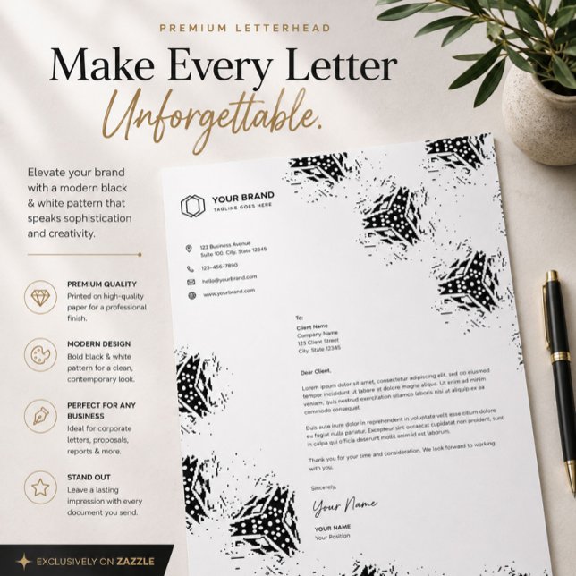 Papeterie à en-tête de lettre abstraite de luxe (Créateur téléchargé)