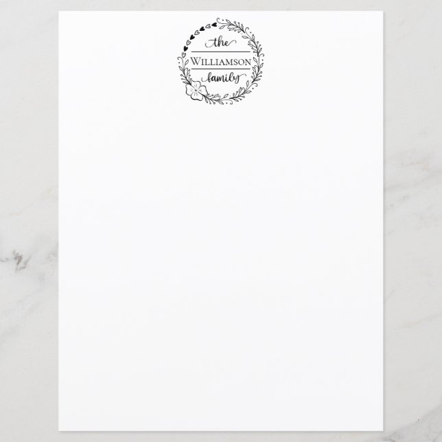 Papeterie à monogramme de nom de famille Couronne  (Devant)