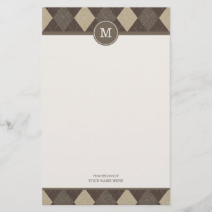 Papeterie à motifs de losanges de monogramme de