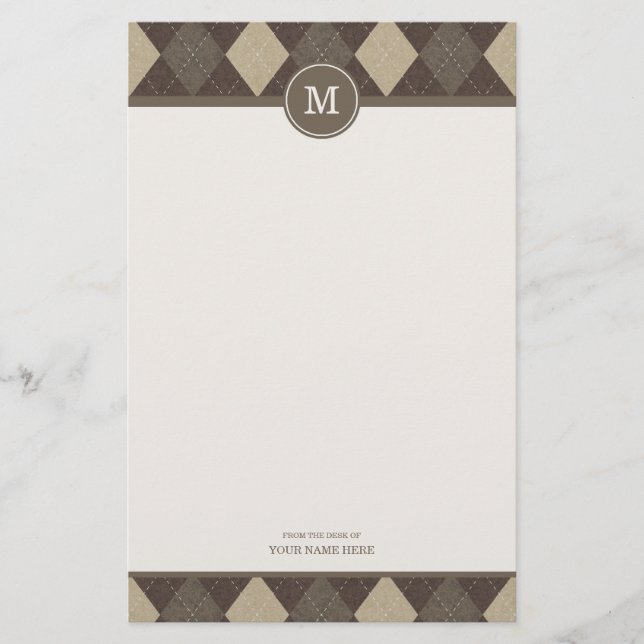 Papeterie à motifs de losanges de monogramme de (Devant)