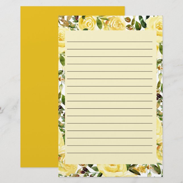 Papeterie à motifs floraux de printemps jaune (Devant / Derrière)