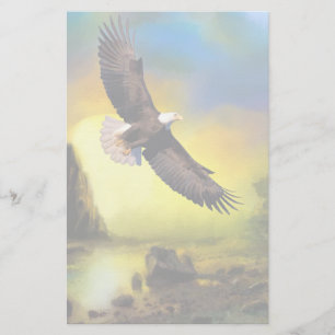 Papeterie A Patriotic Design with Bald Eagle Flying