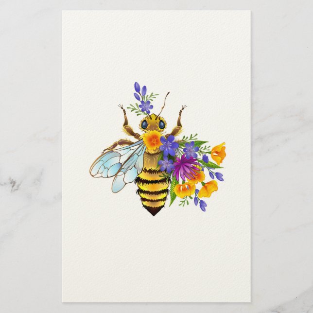 Papeterie Abeille à fleurs avec plantes sauvages (Devant)