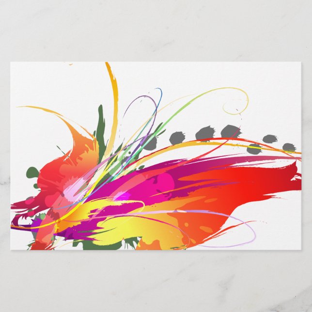 Papeterie Abstrait Oiseau de Paradise Paint Splatters (Devant)