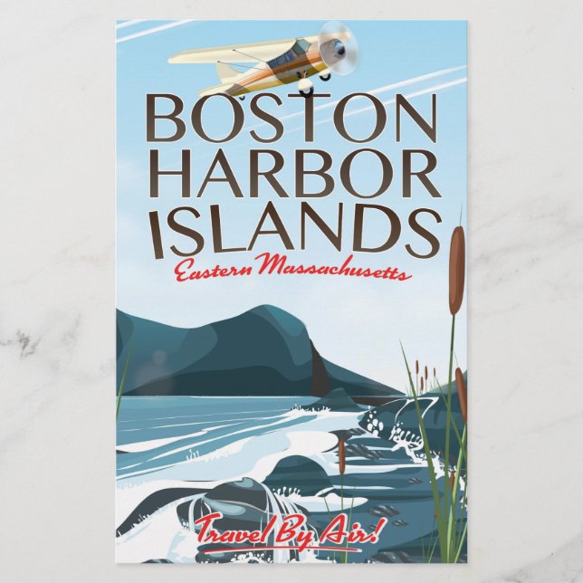 Papeterie Affiche de vol pour le port de Boston Massachusett (Devant)