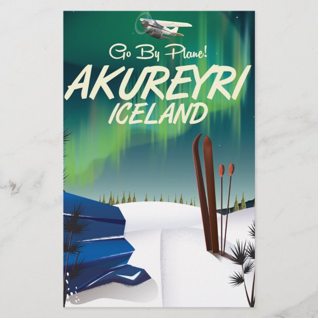 Papeterie Affiche de voyage à Akureyri Islande (Devant)