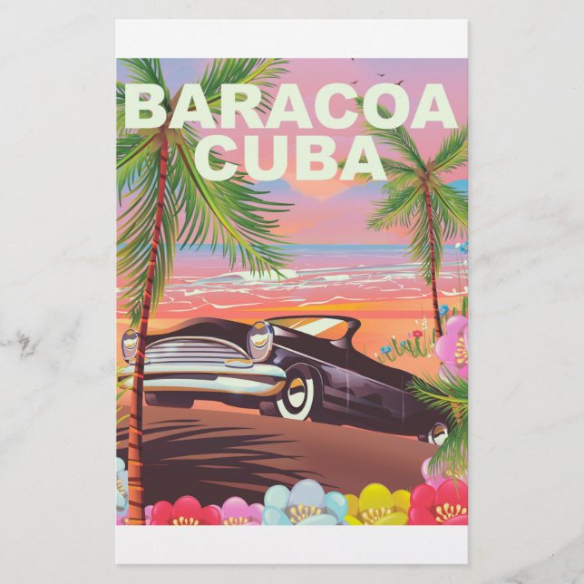 Papeterie Affiche de voyage automobile de Baracoa Cuba (Devant)