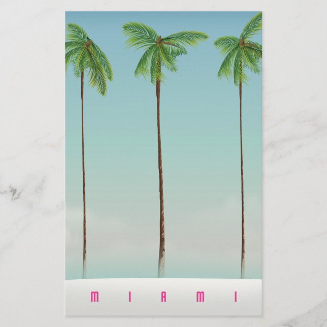 Papeterie Affiche de voyage aux palmiers de Miami, Floride. (Devant)