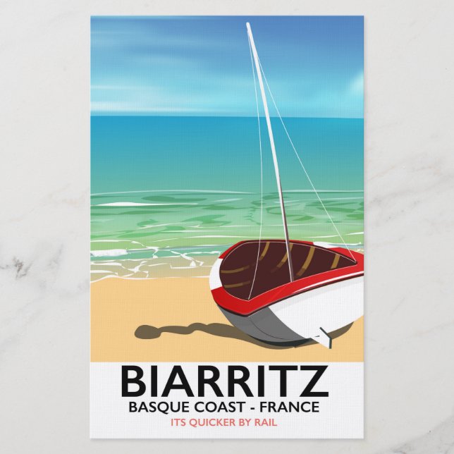Papeterie Affiche de voyage de Biarritz France Beach (Devant)