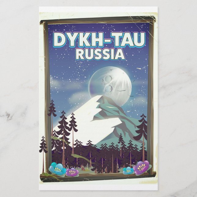 Papeterie Affiche de voyage de Dykh-Tau Russie. (Devant)