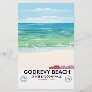 Papeterie Affiche de voyage de Godrevy Beach St Ives Bay, Co