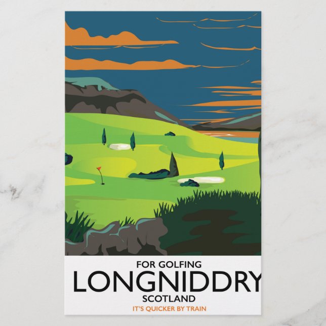 Papeterie affiche de voyage de golf longniddry Écosse (Devant)