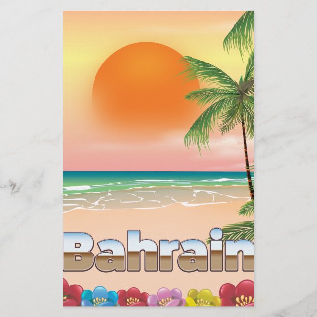 Papeterie Affiche de voyage de la plage de Bahreïn (Devant)