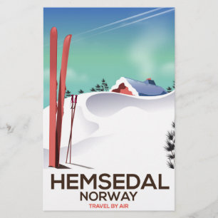 Papeterie Affiche de voyage de ski à Hemsedal en Norvège