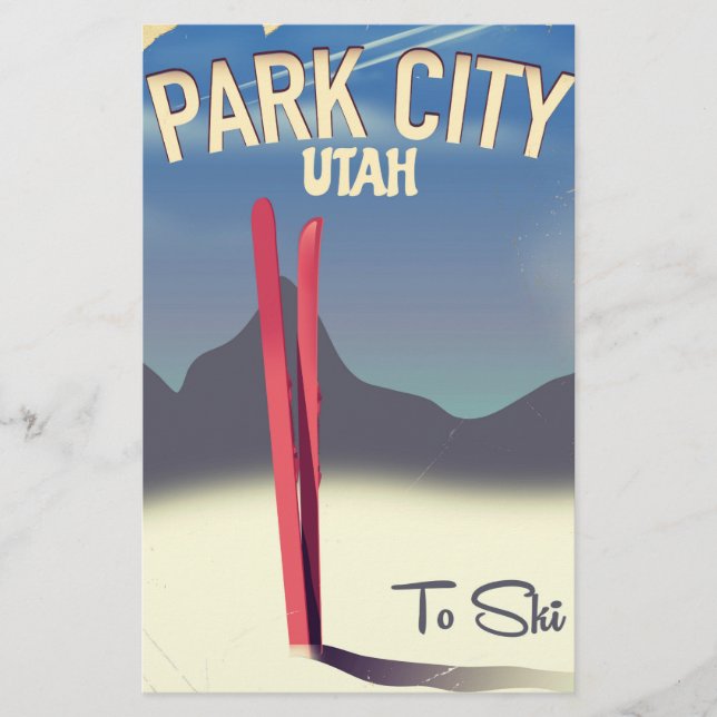 Papeterie Affiche de voyage de ski à Park City dans l'Utah (Devant)