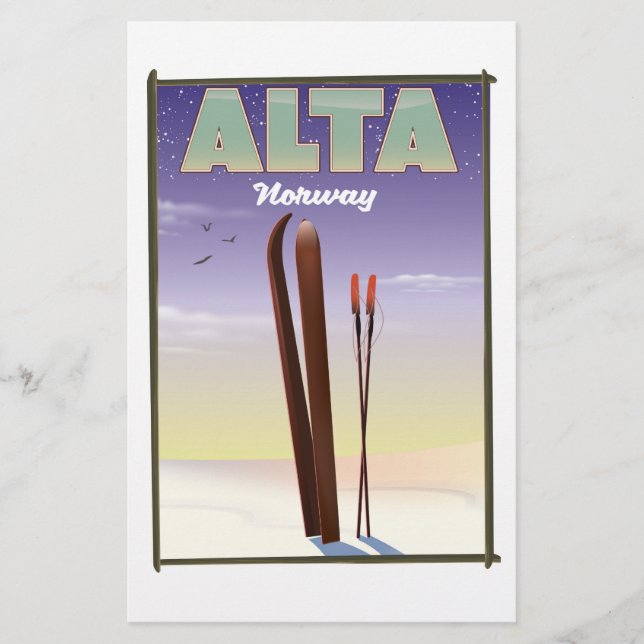 Papeterie Affiche de voyage de ski en Norvège ALTA (Devant)