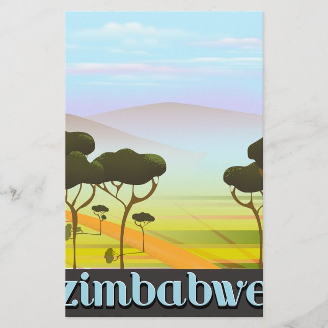 Papeterie Affiche de voyage de vacances au Zimbabwe (Devant)