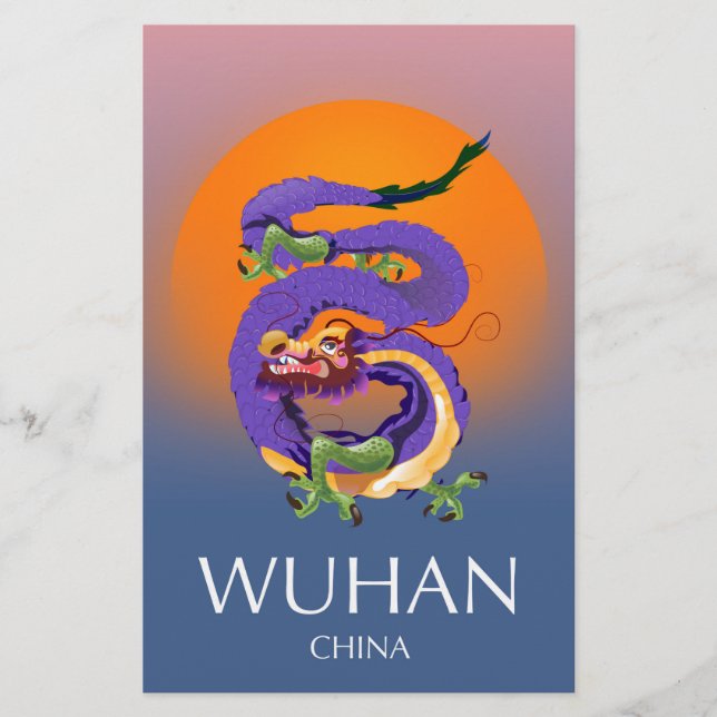 Papeterie Affiche de voyage du Dragon de Wuhan Chine (Devant)