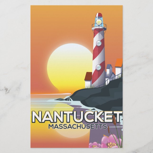 Papeterie Affiche de voyage du phare du Massachusetts à Nant (Devant)