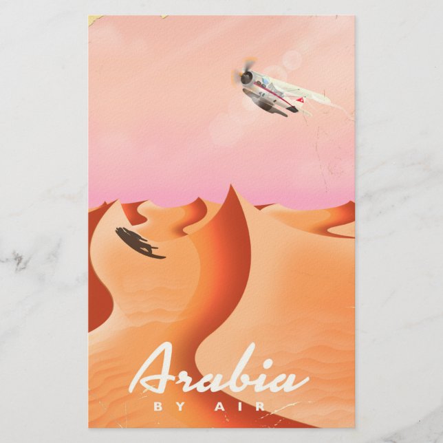 Papeterie Affiche de voyage en Arabie par avion (Devant)