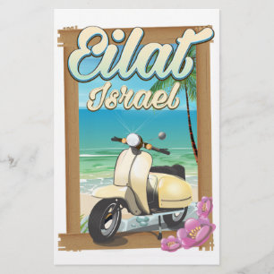 Papeterie Affiche de voyage en scooter de la plage d'Eilat I