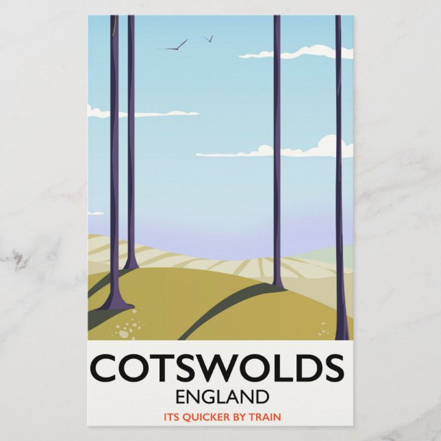 Papeterie Affiche de voyage ferroviaire paysager des Cotswol (Devant)