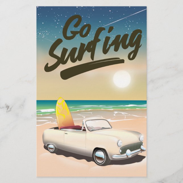 Papeterie Affiche de voyage Go Surfing ! (Devant)