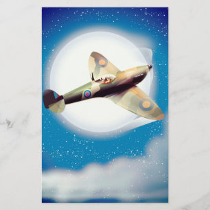 Papeterie affiche de voyage imprimée d'avion Spitfire