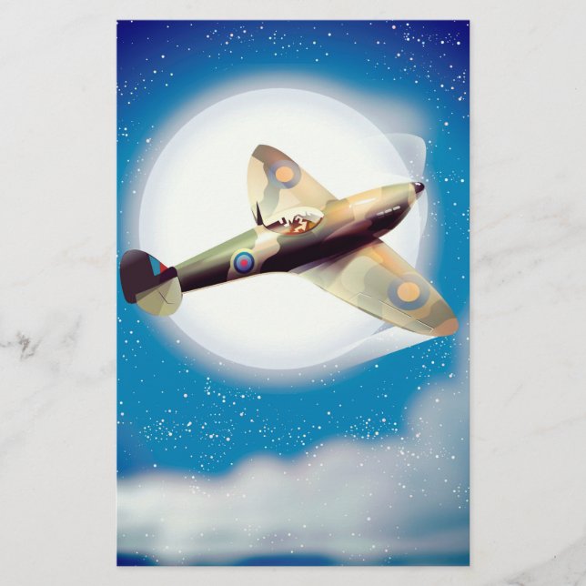 Papeterie affiche de voyage imprimée d'avion Spitfire (Devant)
