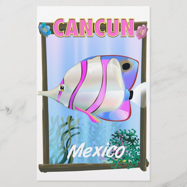 Papeterie Affiche de voyage tropical mexicain à Cancun (Devant)