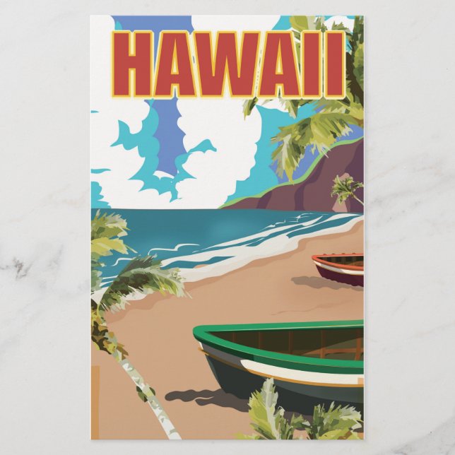 Papeterie Affiche de voyage vintage Hawaï (Devant)
