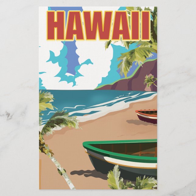 Papeterie Affiche de voyage vintage Hawaï (Devant)