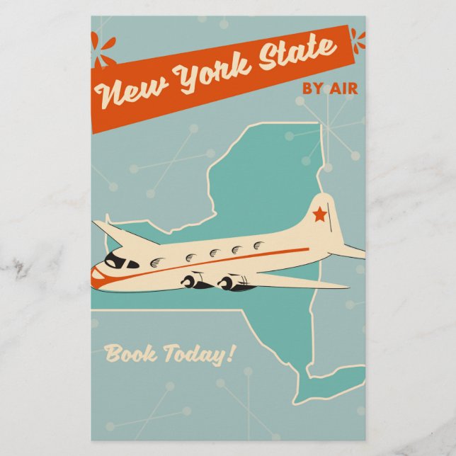 Papeterie Affiche rétro de l'État de New York. (Devant)