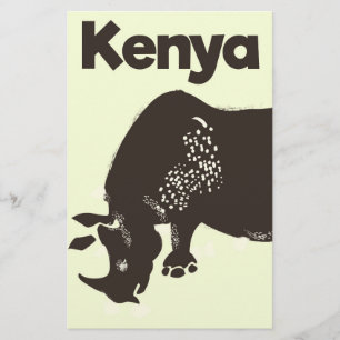 Papeterie Affiche vintage africaine Kenya Rhino