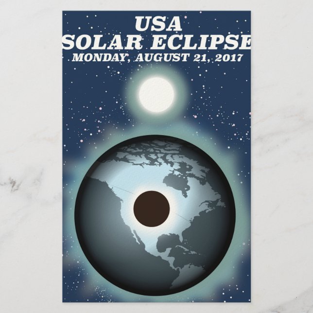 Papeterie Affiche vintage de l'éclipse solaire USA 2017 (Devant)
