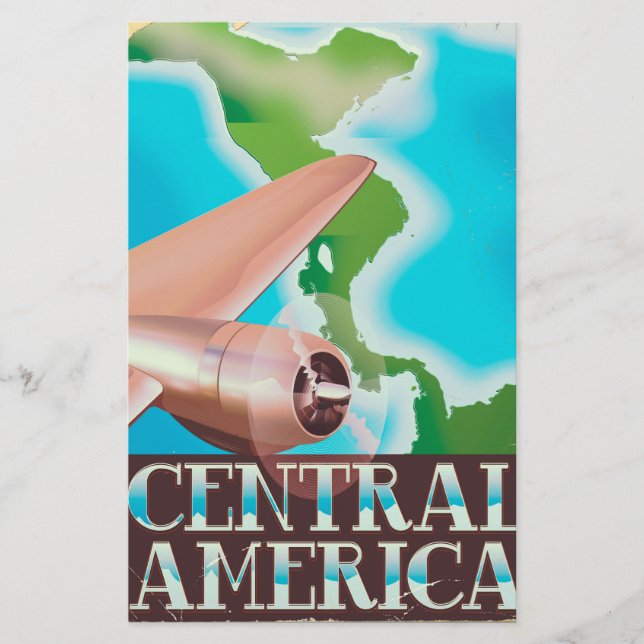 Papeterie Affiche vintage de vol pour l'Amérique centrale (Devant)