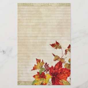 Papeterie Affligé avec le feuille d'automne lumineux