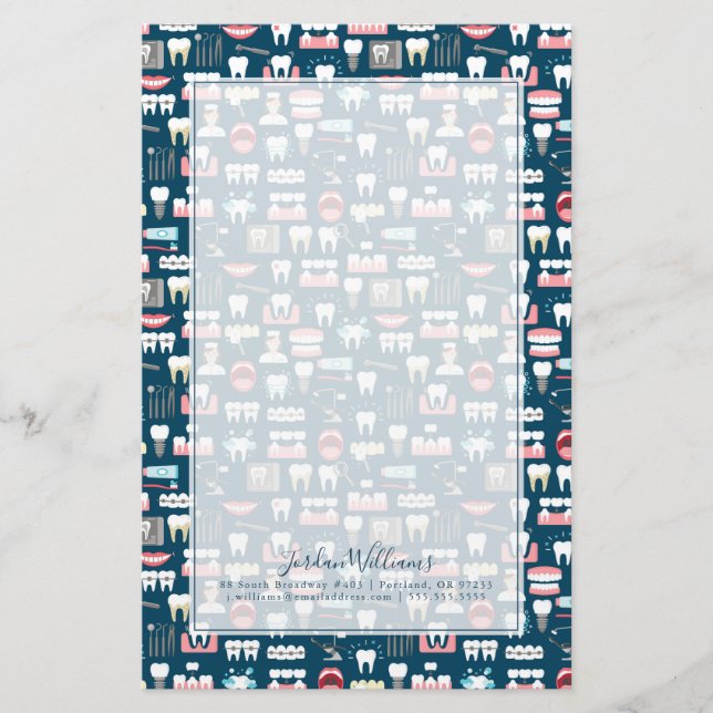 Papeterie Ajouter votre nom| Motif du bureau de la clinique  (Devant)