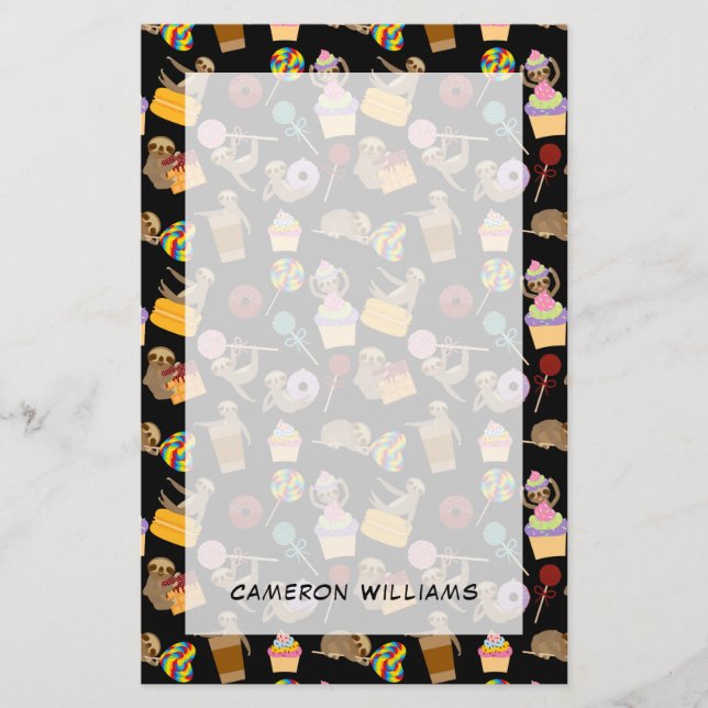 Papeterie Ajoutez votre motif doux de festins de paresse (Devant)