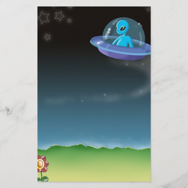 Papeterie alien découvre une jolie fleur de terre (Devant)