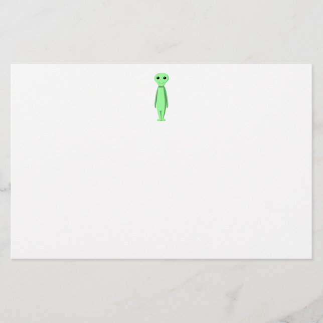 Papeterie Alien vert mignon. Bande dessinée (Devant)