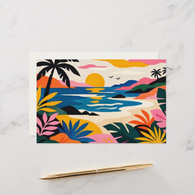 Papeterie Aloha hawaïen art tropical vierge (Devant/Arrière en situation)