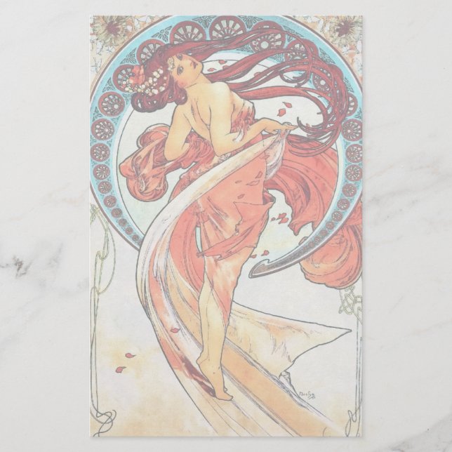 Papeterie Alphonse Mucha Danse Vintage Art Nouveau peinture (Devant)