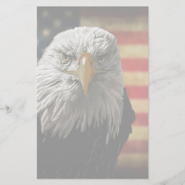 Papeterie American Bald Eagle on Grunge Flag (Devant)