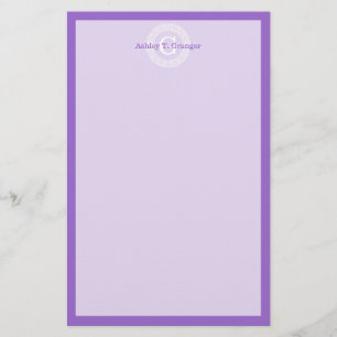 Papeterie Améthyste Wht Cadre Rnd Clé Grecque Monogramme Ini