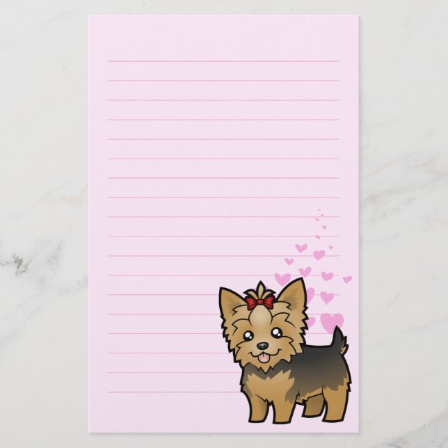 Papeterie Amour de Yorkshire Terrier (cheveux courts avec (Devant)
