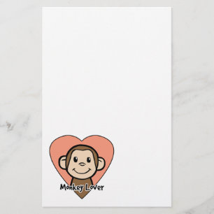 Papeterie Amour mignon de singe de sourire de clipart