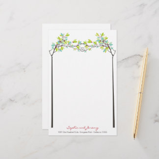 Papeterie Amour Noir Vert Arbres Printemps Printemps Mariage