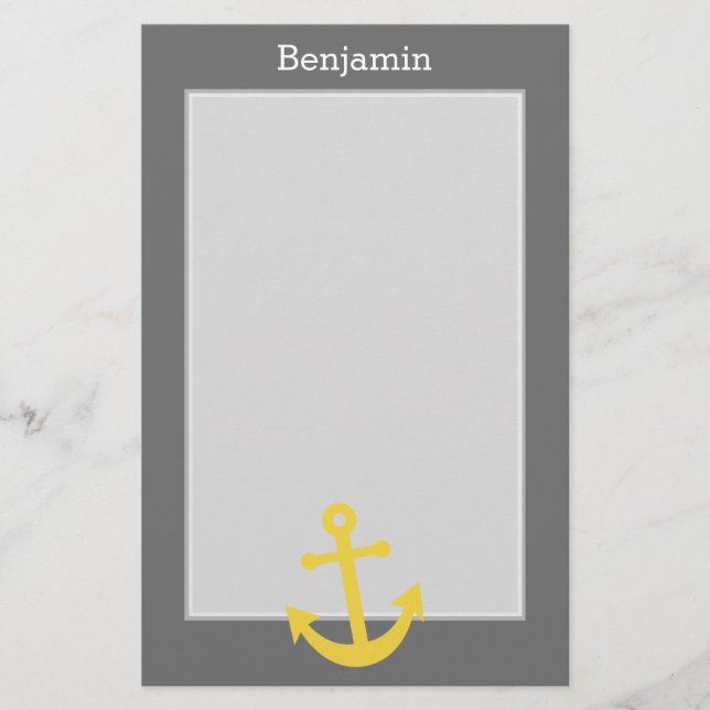 Papeterie Ancre jaune avec le nom fait sur commande - gris (Devant)
